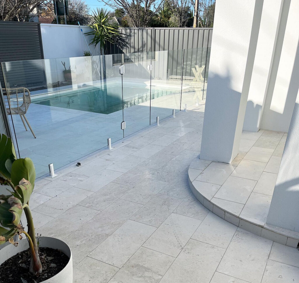 Beige Limestone pool paving and outdoor pavers